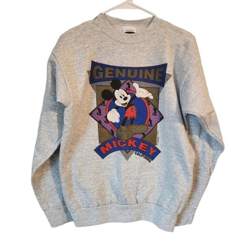 Vintage Y2k Disney Mickey Mouse Gray‎ Crewneck Sweatshirt Adult Size Large